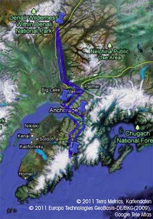 Routenverlauf der Rundreise, Alaskas Nationalparks