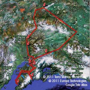 Tourenverlauf der Mietwagenrundreise Abwechslungsreiches Alaska