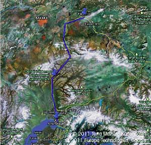 Karte der Streckenführung der Rundreise Alaska Entdecken