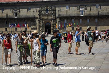 Ankunft der Pilger in Santiago de Compostela