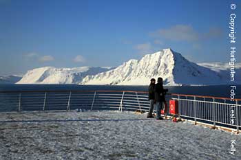 Auf dem Hurtigruten Schiff im Winter