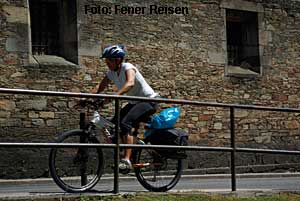Fahrradfahrer auf dem Weg nach Santiago de Compostela